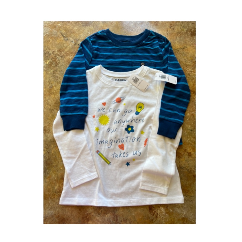 2 NEW OLD NAVY LONG SLEEVE T SHIRTS NEW WITH TAGS SIZE 3 ADORABLE